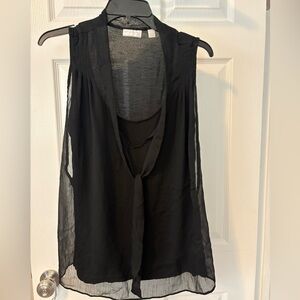 New York & Company Black Sheer Blouse